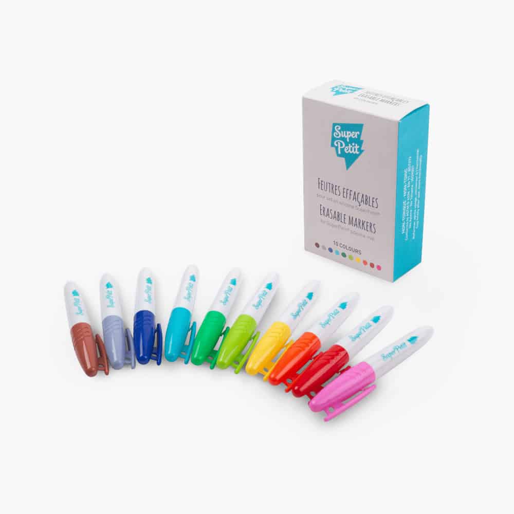 Boîte de 10 feutres effaçables Super Petit pour silicone et ardoise