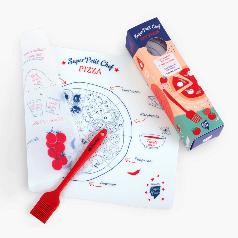 Kit pizza en silicone Super Petit pour enfants, avec pinceau de cuisine