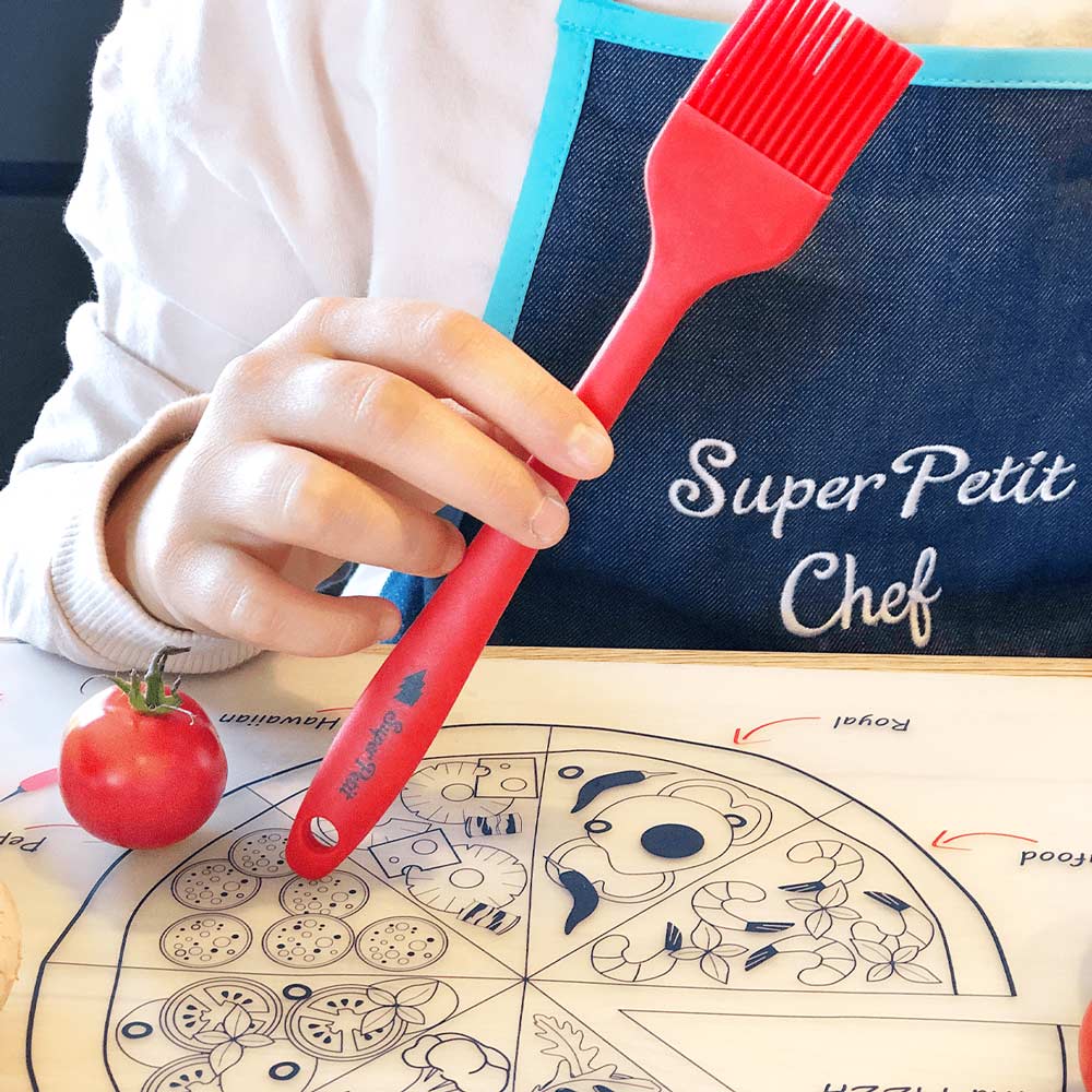 Kit pizza en silicone Super Petit pour enfants, avec pinceau de cuisine