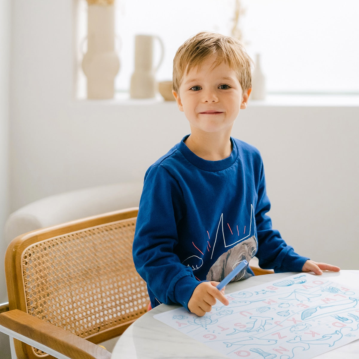 Coloriage éducatif réversible en silicone SuperPetit, alphabet et animaux marins