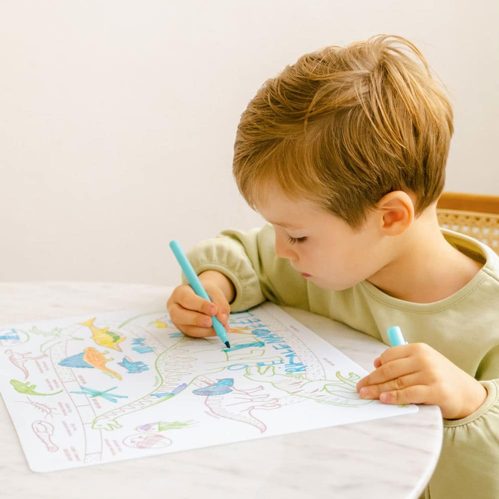 Coloriage éducatif réversible en silicone SuperPetit, frise chronologique des dinosaures