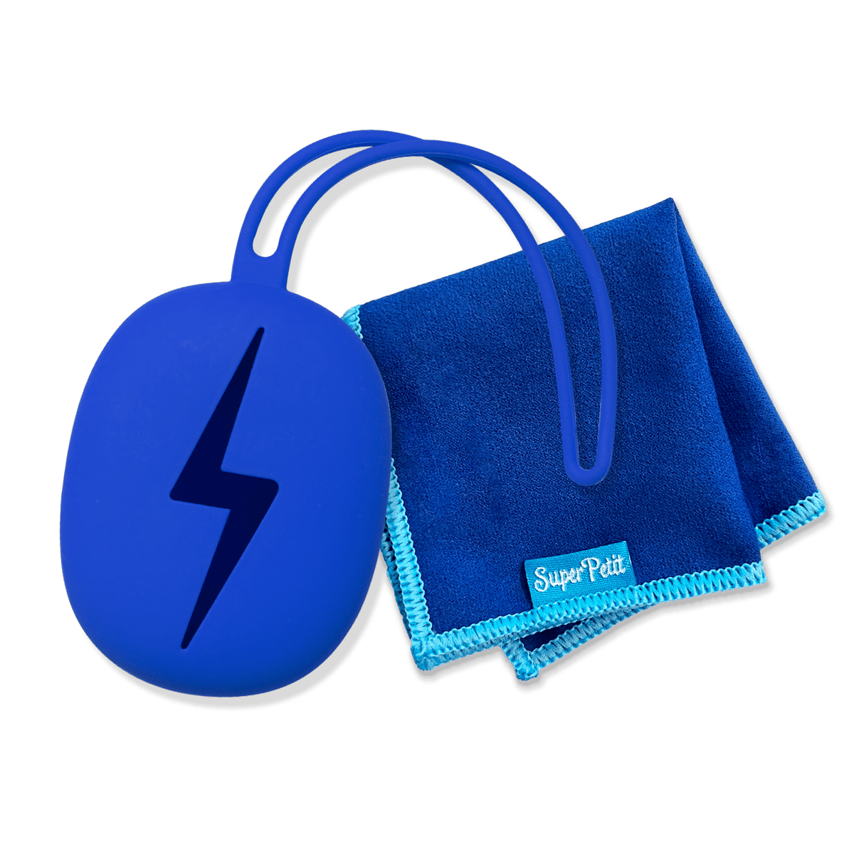 Lingette microfibre et étui en silicone SuperPetit – coloris Bleu
