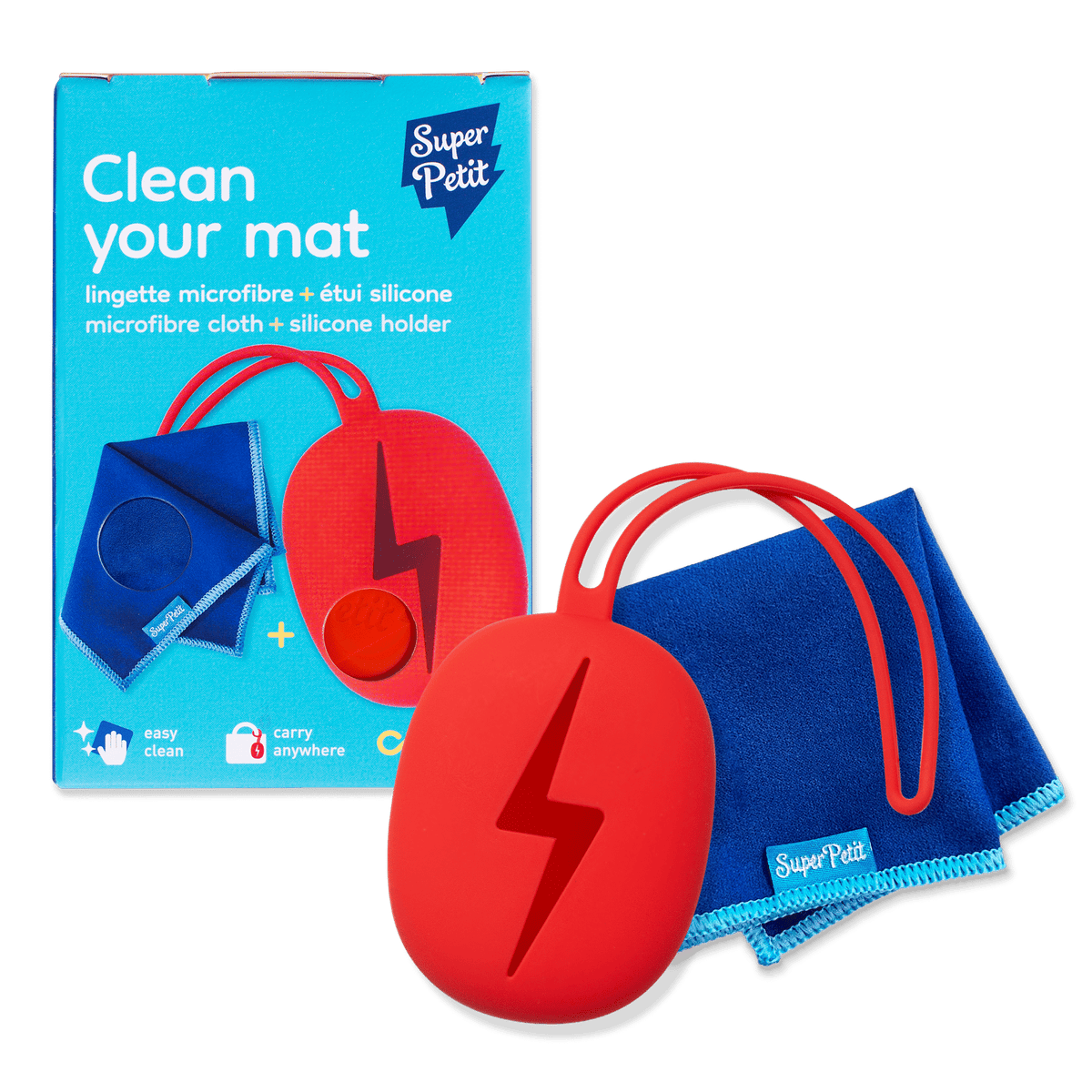 Lingette microfibre et étui en silicone SuperPetit – coloris Rouge