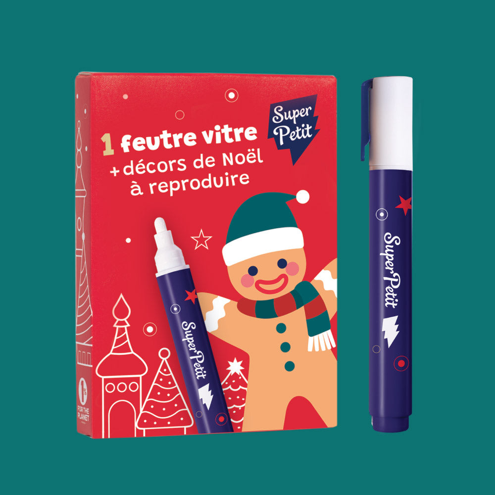 1 Feutre blanc pour Vitres + Motifs de Noël