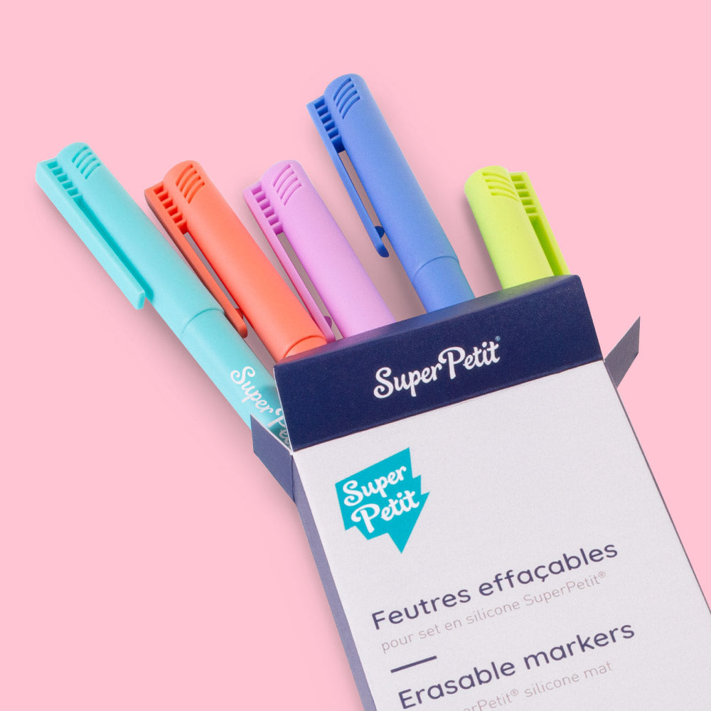 Boîte de 5 Feutres Pastel Pointe Fine pour Silicone