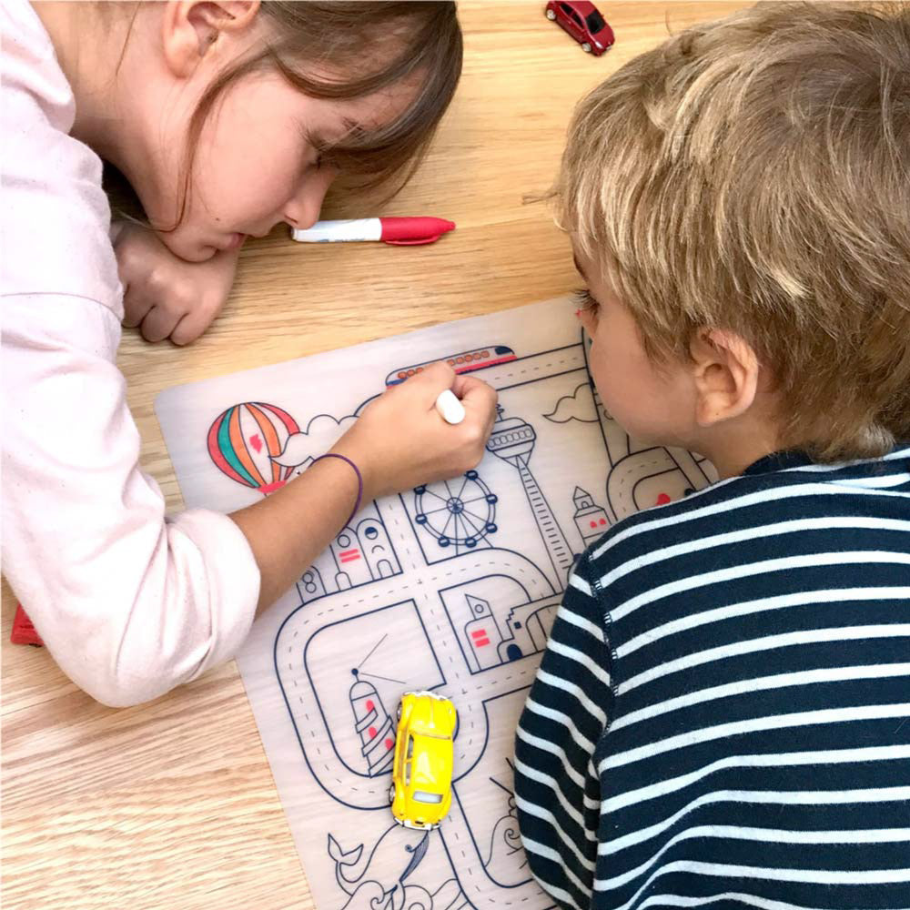 Set de Table à Colorier Silicone – Circuit en Ville