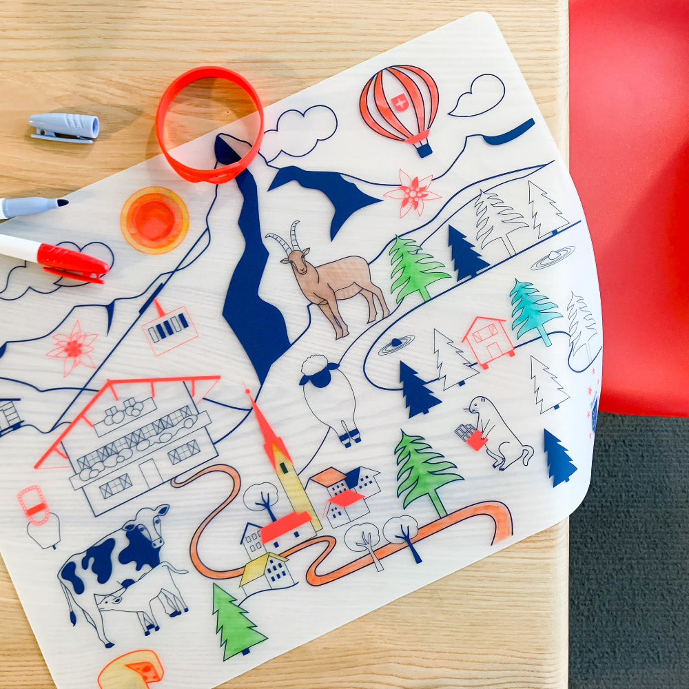 Set de Table à Colorier Silicone – Montagnes Suisses