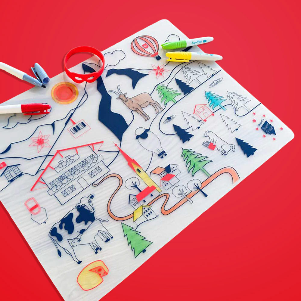Set de Table à Colorier Silicone – Montagnes Suisses