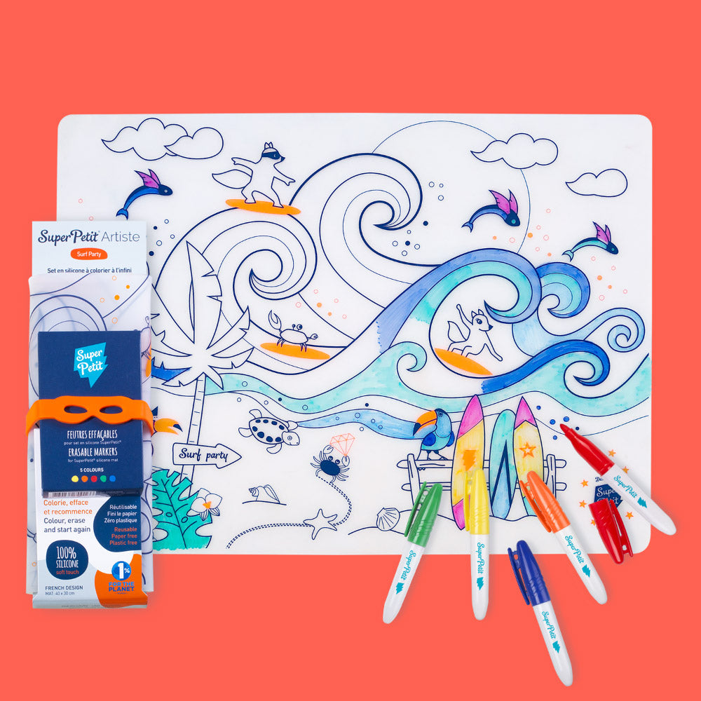 Set de Table à Colorier Silicone – Surf Party
