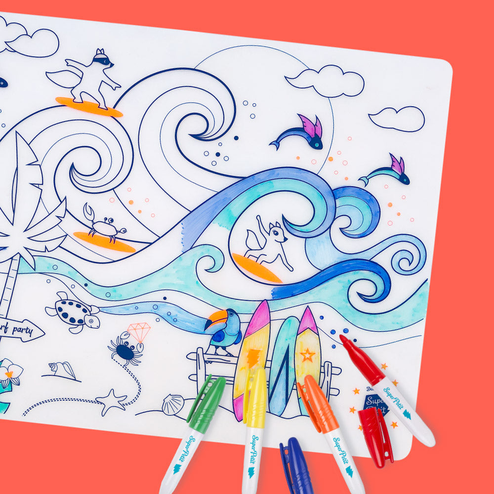 Set de Table à Colorier Silicone – Surf Party