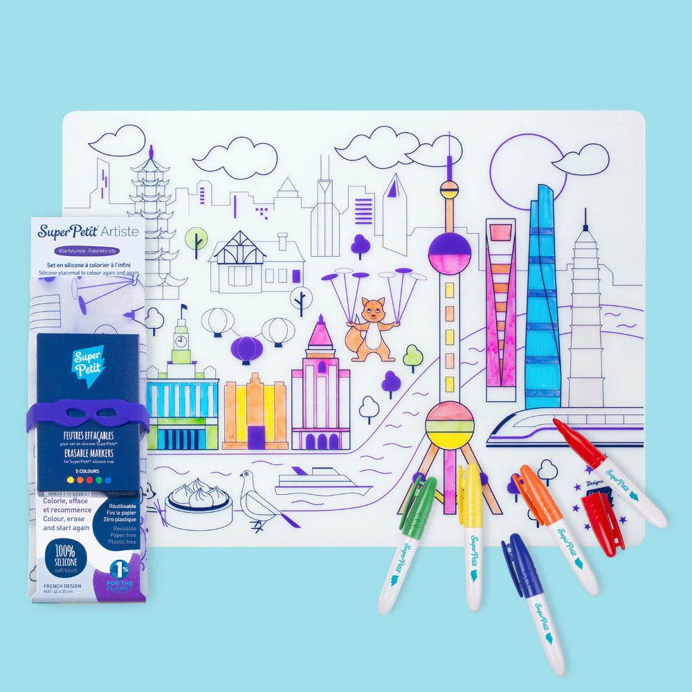 Set de Table à Colorier Silicone – Ville Futuriste