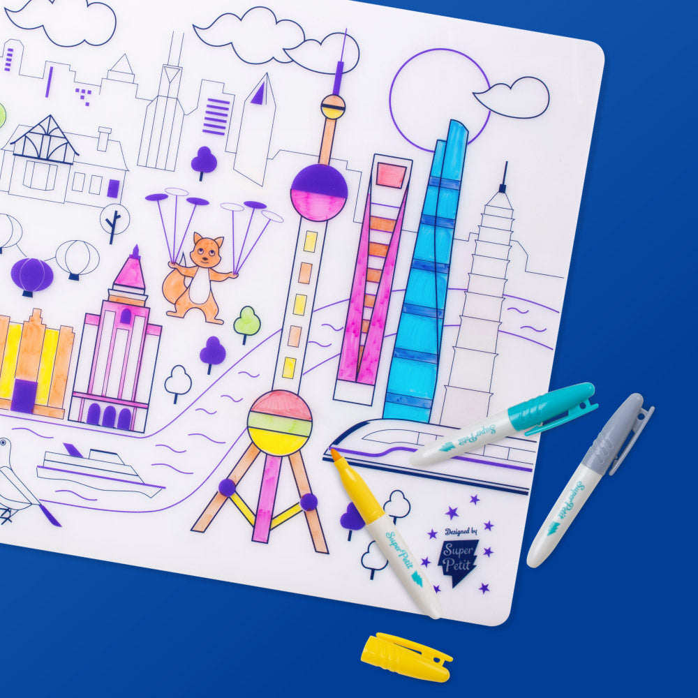 Set de Table à Colorier Silicone – Ville Futuriste