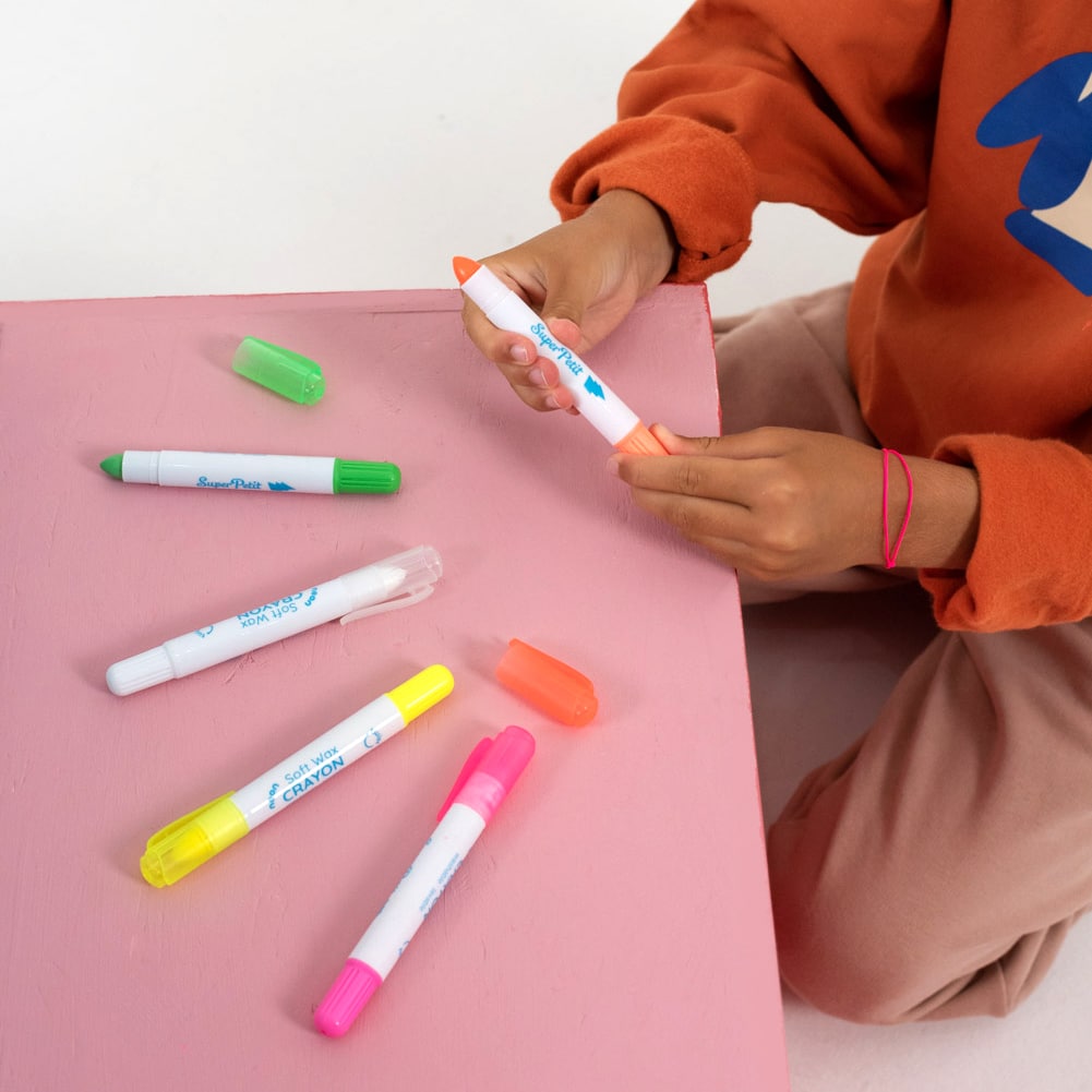Crayons de cire twistables fluo SuperPetit pour vitres et miroirs