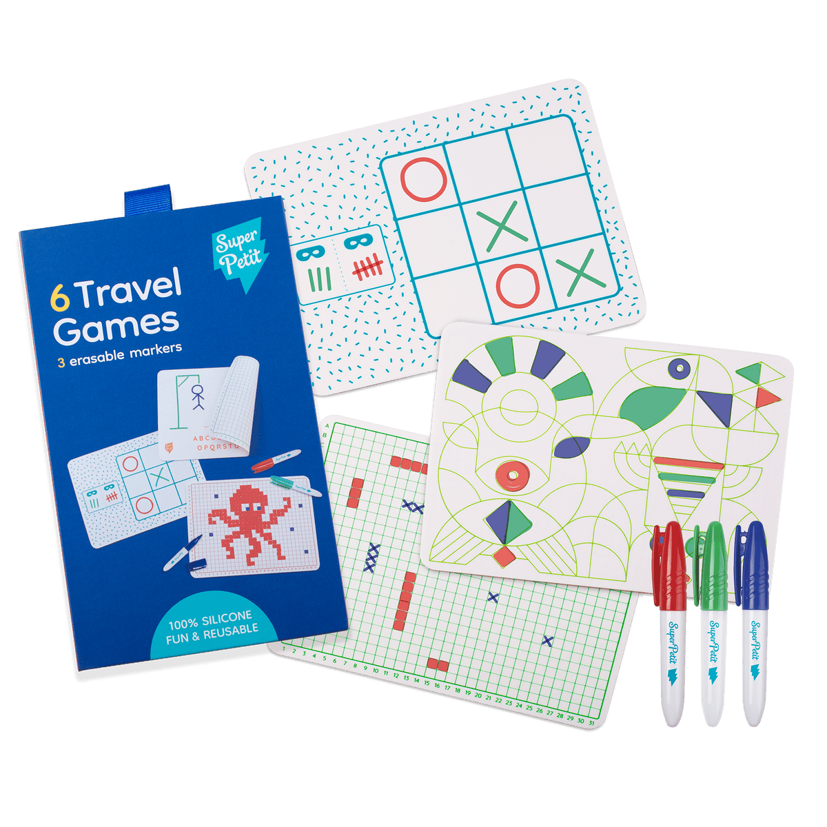 Travel Game, jeu de voyage 6-en-1 en silicone réversible SuperPetit